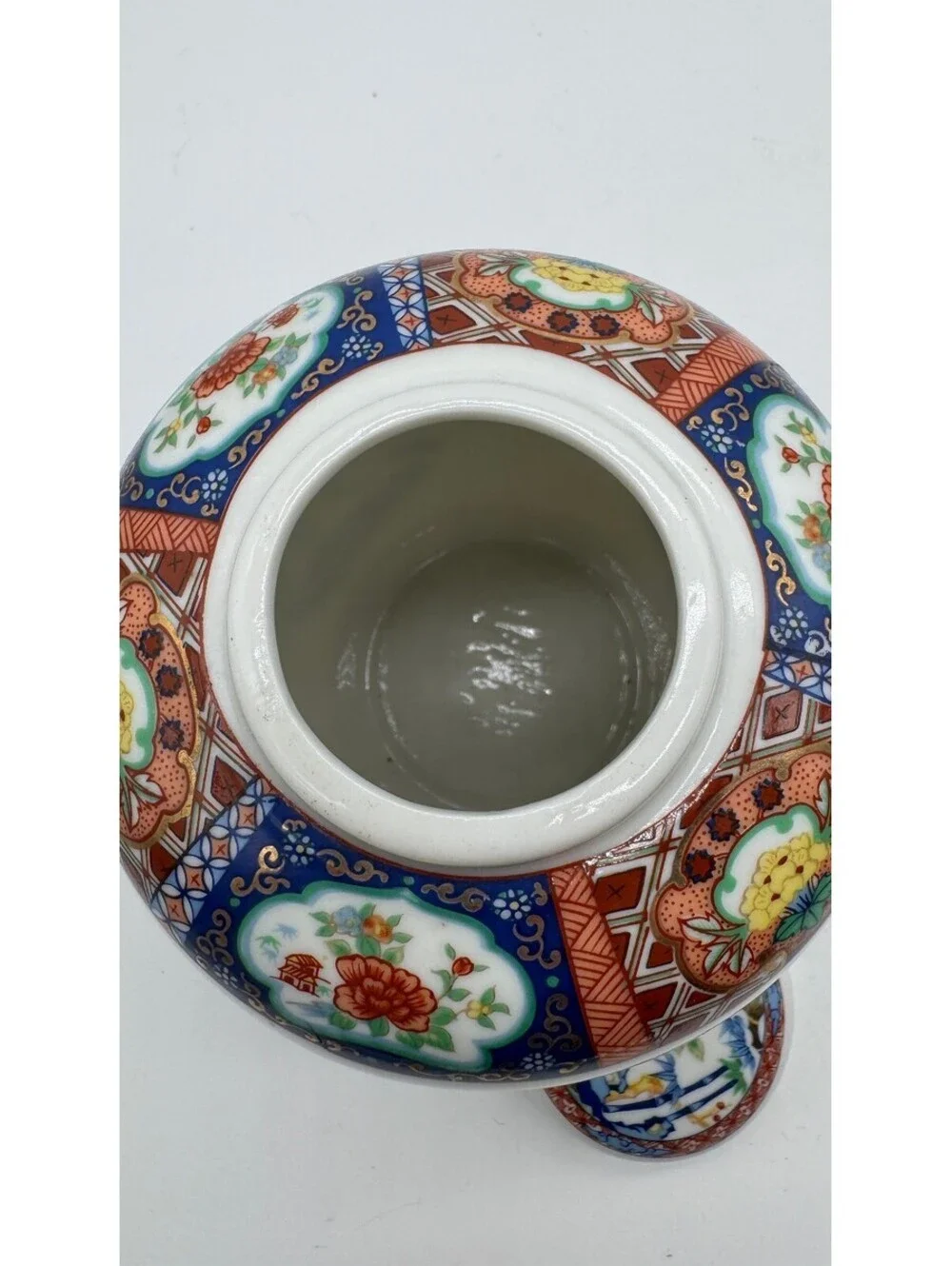 Vintage Miyako Imari Ware Japan Porcelain Ginger Jar Floral Bamboo Gold